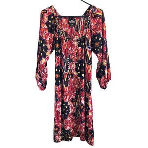 Angie Patterened Multicolored Studded Boho Hippie Dress Shirt Size Large